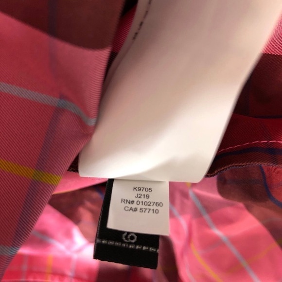 Kate Spade Greenhouse Plaid Top Long Sleeve Pink Red NWT Size Large - Picture 12 of 13